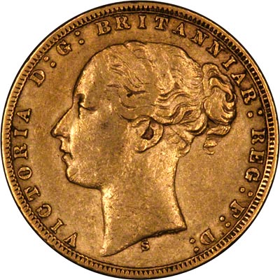 Obverse of 1874 Young Head St. George Reverse Melbourne Mint Gold Sovereign