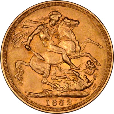 Reverse of 1888 Melbourne Mint Sovereign