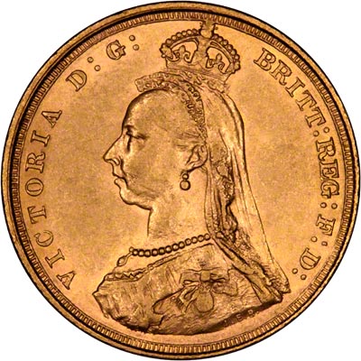 Obverse of 1888 Sydney Mint Sovereign