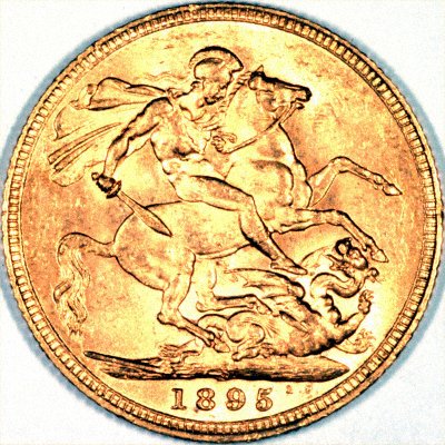 Our 1895 Victoria Old Head Uncirculated Sovereign Reverse Photograph