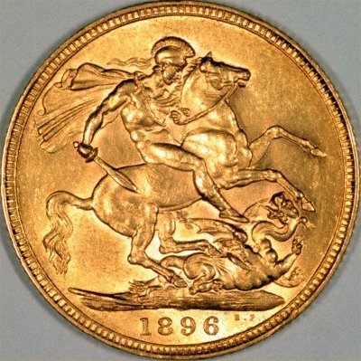 Our 1896 Victoria Old Head Gold Sovereign Reverse Photograph
