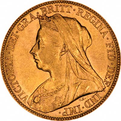 Our 1899 Victoria Old Head Melbourne Mint Gold Sovereign Obverse Photograph