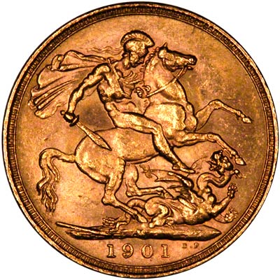Reverse of 1901 Melbourne Mint Sovereign