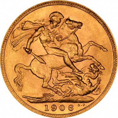 Reverse of 1906 London Mint  Sovereign