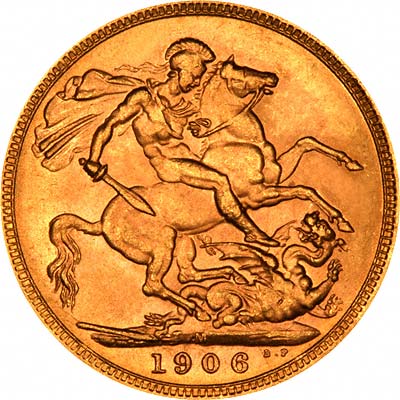 Reverse of 1906 Edward VII 1906 Melbourne Mint Sovereign