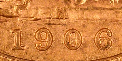 1906 Melbourne Mint Sovereign - Close Up of Date