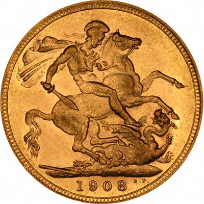 Reverse of 1908 Melbourne Mint Sovereign