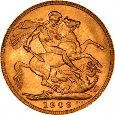 Our 1909 London Mint Gold Sovereign Reverse Photograph