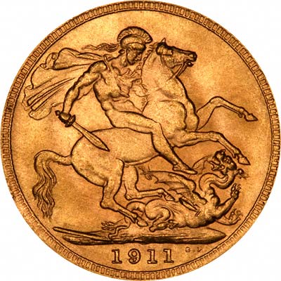Our 1911 George V Gold Sovereign Reverse Photograph