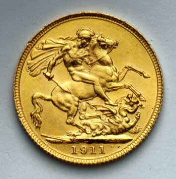 Bank of England's 1911 Proof Sovereign Reverse Photograph