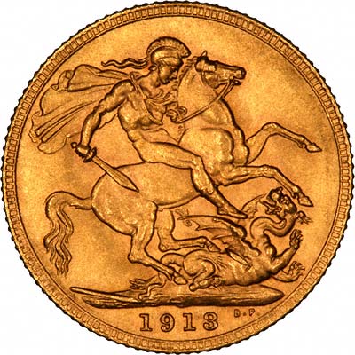 Reverse of 1913 London Mint Sovereign