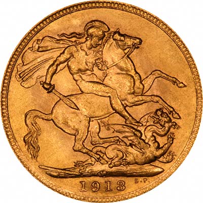 Reverse of 1913 Melbourne Mint Sovereign