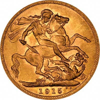 Reverse of 1915 Melbourne Mint Sovereign
