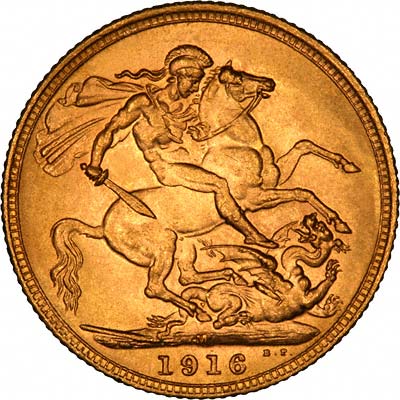 Reverse of 1916 Melbourne Mint Sovereign
