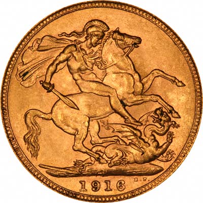 Reverse of 1916 Perth Mint Sovereign