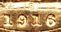 Reverse of 1916 Sydney Mint Sovereign