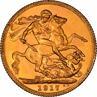 Reverse of 1917 Melbourne Mint Sovereign
