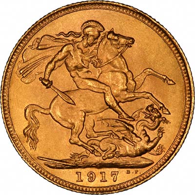 Reverse of 1917 Sydney Mint Sovereign