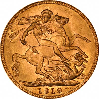 Reverse of 1919 Perth Mint Sovereign