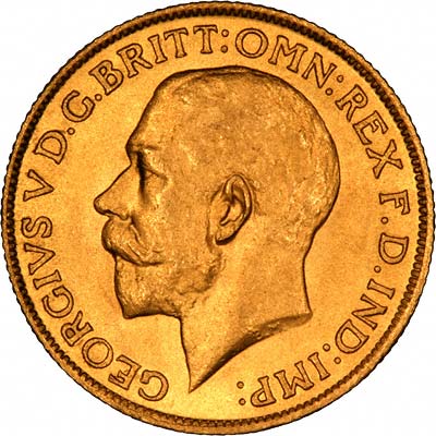 Obverse of George V First Type Gold Sovereign