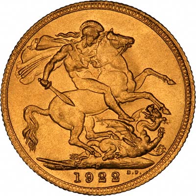 Reverse of 1922 Perth Mint Sovereign