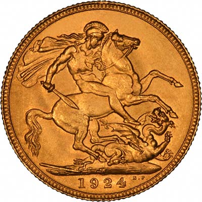Reverse of 1924 Melbourne Mint Sovereign