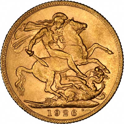 Reverse of 1926 S = Sydney Mint Sovereign