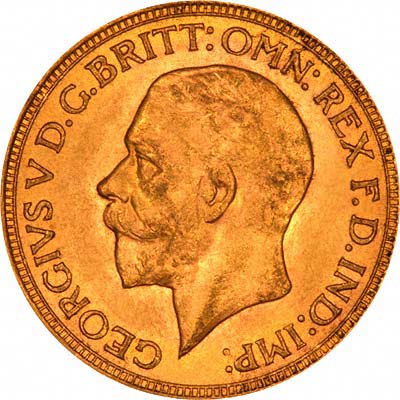 Small Head Portrait on Obverse of Late George V Sovereigns