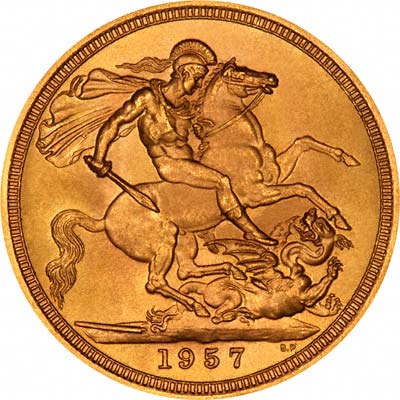 Reverse of 1957 Gold Sovereign