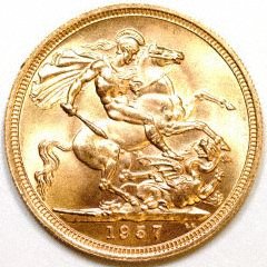 Our Mint Condition 1957 Gold Sovereign Reverse Photograph