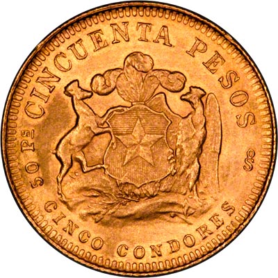 Reverse of 1961 Chile 50 Pesos