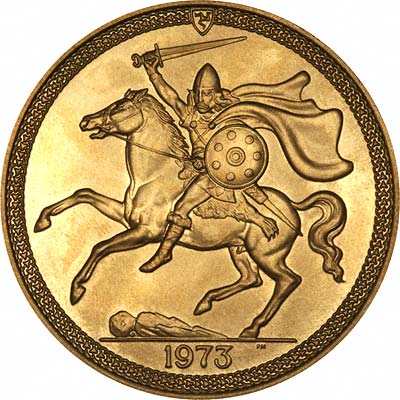 Reverse of 1973 Isle of Man Gold Sovereign