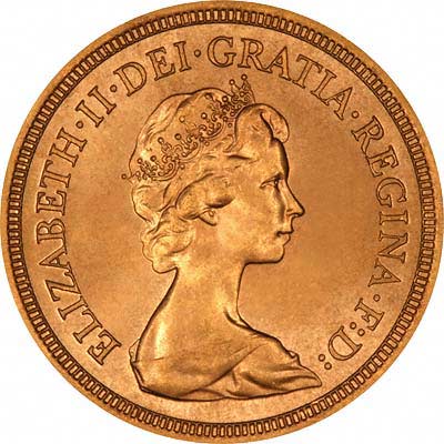 Our obverse photograph of 1981 Queen Elizaeth Sovereign.