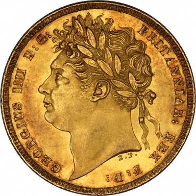 Obverse of 1821 George IV Sovereign