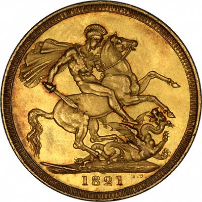 Reverse of 1821 George IV Sovereign