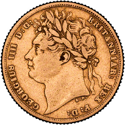 Obverse of 1822 George IV Sovereign