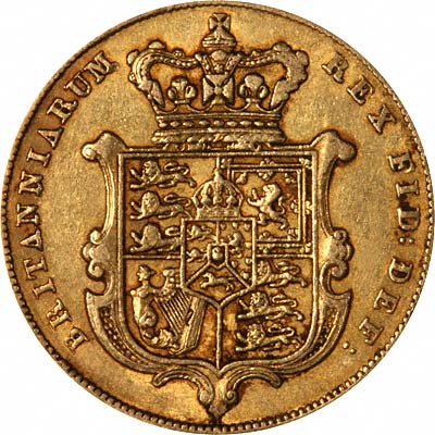 Shield on Reverse of 1825 George IV Bare Head Sovereign
