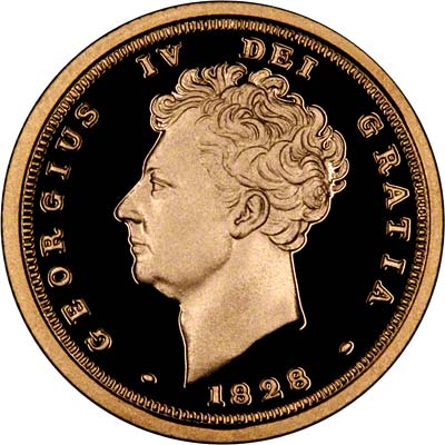 Obverse of 1828 Proof Reproduction Sovereign - Misleadingly Described as a Restrike