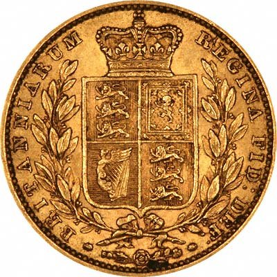Reverse of 1851 Victoria Shield Sovereign