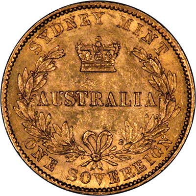 Reverse of 1868 Australian Sovereign