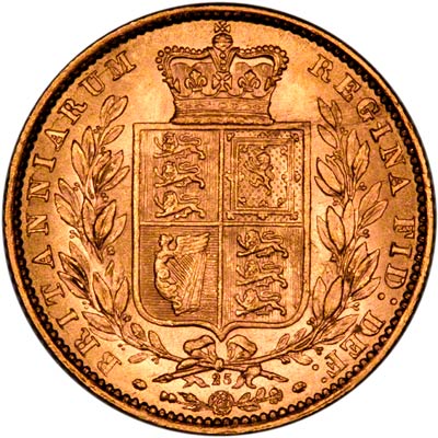 Reverse of 1871 Victoria Shield Sovereign