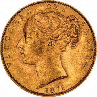 WW Raised on Obverse of 1871 Sydney Mint Victoria Shield Sovereign