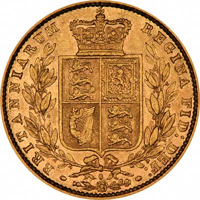 Die Number 6 on Reverse of 1873 Victoria Shield Sovereign
