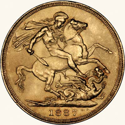 Reverse of 1887 Melbourne Mint Jubilee Head Sovereign