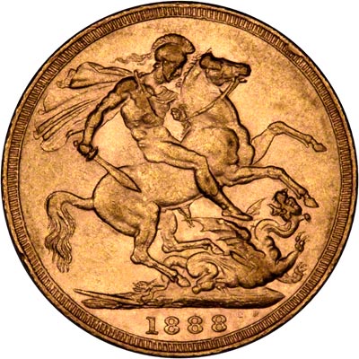 Reverse of 1888 London Mint Sovereign