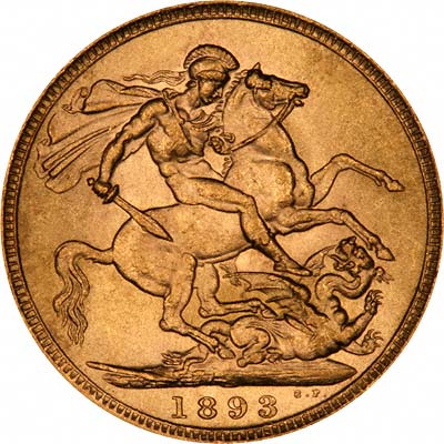 Reverse of 1893 London Mint Old Head Sovereign
