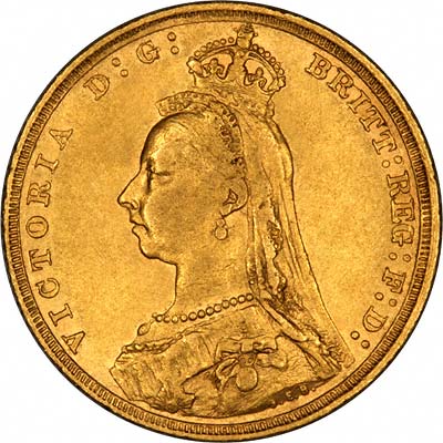 Obverse of 1893 Sydney Mint Sovereign