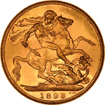 Reverse of 1893 Sydney Mint Sovereign