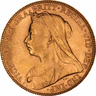 Obverse of 1894 London Mint Gold Sovereign