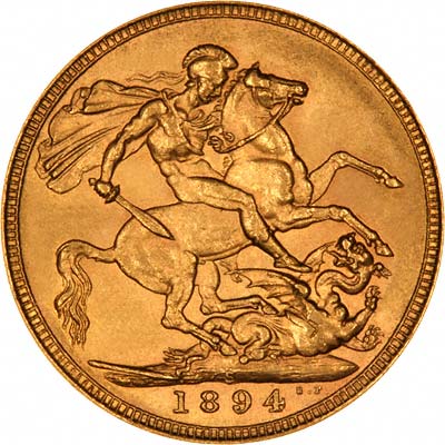 Reverse of 1894 Sydney Mint Gold Sovereign